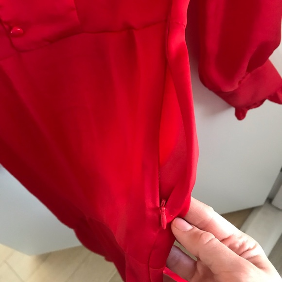 NWT red asymmetrical silk dress - Picture 5 of 6